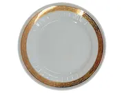 Vorschaubild 1 von Kuchenteller 19 cm Weiß Goldrand Blaues Dekor Keramik