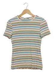 Vorschaubild 1 von Damen T-Shirt Gr. 36/S Mehrfarbig Gestreift Kurzarm Baumwolle