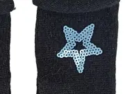 Vorschaubild 2 von Damen Strickhandschuhe Schwarz Pailletten Stern Wolle UNI