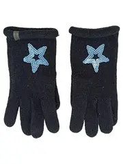 Vorschaubild 1 von Damen Strickhandschuhe Schwarz Pailletten Stern Wolle UNI