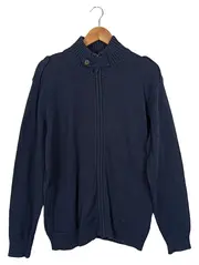 Vorschaubild 1 von MAN Herren Strickjacke Blau Gr. 50/L Casual Baumwolle Reißverschluss