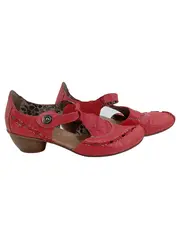 Vorschaubild 1 von Damen Sandaletten Gr. 36 Rot Leder Casual Absatzschuhe