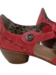 Vorschaubild 3 von Damen Sandaletten Gr. 36 Rot Leder Casual Absatzschuhe