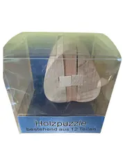 Vorschaubild 1 von 3D Holzpuzzle Herz 12 Teile Knobelspiel Geduldspiel Denkspiel Holz
