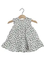 Vorschaubild 2 von Fred & Flo Baby Mädchen Kleid gepunktet Gr. 62/68 Weiß Grau Rüschen