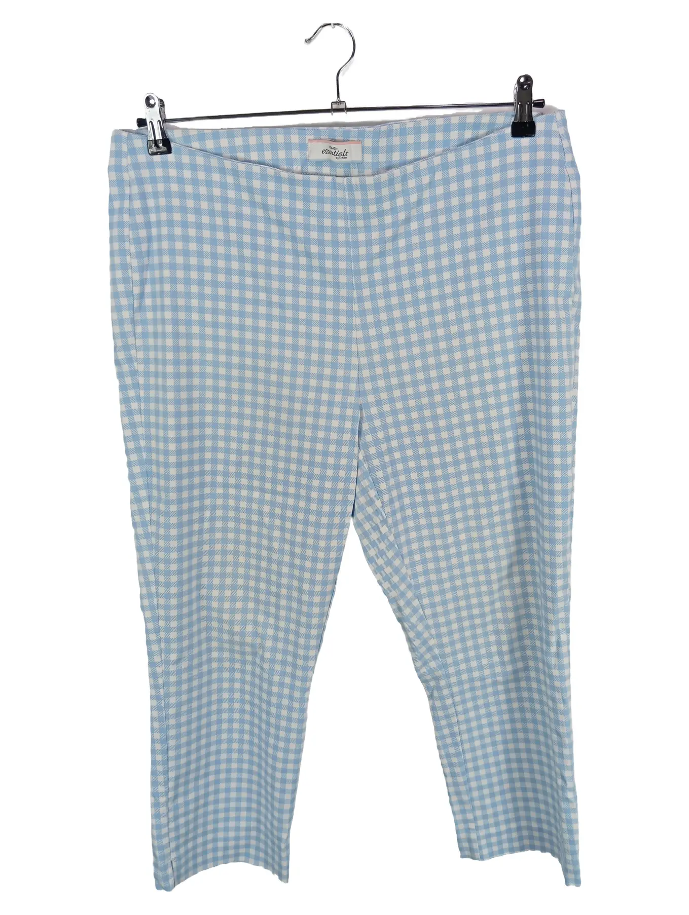 TCHIBO Damen Hose Stoffhose Kariert Blau Weiß Größe 46 W36 3XL Sommer Casual