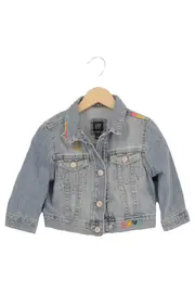 Vorschaubild 1 von Jeansjacke Kinder Gr. 110 Blau mit Stickerei Regenbogen Sterne
