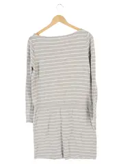 Vorschaubild 2 von Damen Freizeitkleid Gr. 38/M Grau Gestreift Casual Baumwolle Langarm