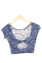 Vorschaubild 2 von T-Shirt Damen 34/XS Blau Punkte Schleife Cut-Outs Casual Vintage