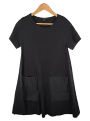 Vorschaubild 1 von Damen Freizeitkleid Schwarz Gr. S Baumwolle Taschen Minikleid