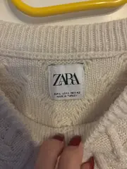 Vorschaubild 3 von Herren Strickpullover Zopfmuster Beige Größe L Rundhals