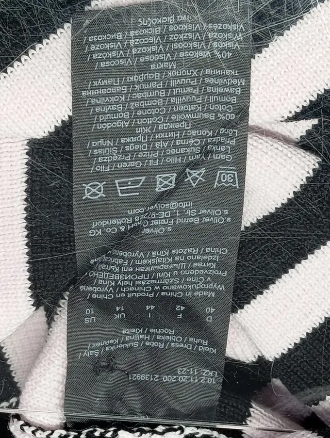 Damen Strickkleid 40/L Gestreift Maritim Schwarz Weiß