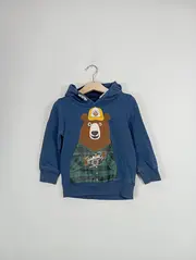 Vorschaubild 2 von Kinder Kapuzenpullover Gr. 104 Blau Bärenmotiv Hoodie Casual