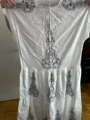 Vorschaubild 3 von Damen Freizeitkleid L Weiß Bohemian Stickerei Baumwolle Maxikleid