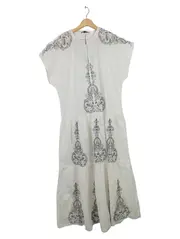 Vorschaubild 1 von Damen Freizeitkleid L Weiß Bohemian Stickerei Baumwolle Maxikleid