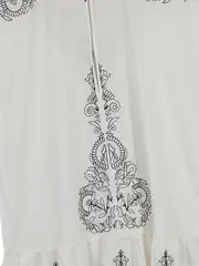 Vorschaubild 2 von Damen Freizeitkleid L Weiß Bohemian Stickerei Baumwolle Maxikleid
