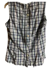 Vorschaubild 2 von Damen Top Gr. 40 Blau Kariert Casual Baumwolle Shirt