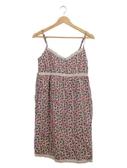 Vorschaubild 1 von Damen Sommerkleid Gr. 40 Blumenmuster Spitze Träger Beige