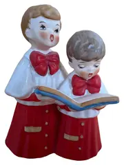 Vorschaubild 1 von Porzellan Chorknabe Kinderchor singend Dekofigur Rot Weihnachten 14cm