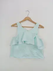 Vorschaubild 2 von Kinder Freizeitkleid Gr. 164 Blau Feminin Rüschen Baumwolle