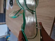 Vorschaubild 5 von Elegantpark Damen Pumps Gr. 36 Grün Satin Strass T-Strap Peep Toe