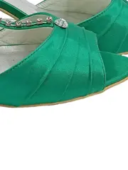 Vorschaubild 4 von Elegantpark Damen Pumps Gr. 36 Grün Satin Strass T-Strap Peep Toe