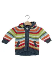 Vorschaubild 1 von Baby Strickjacke Gr. 62 Mehrfarbig Gestreift mit Kapuze