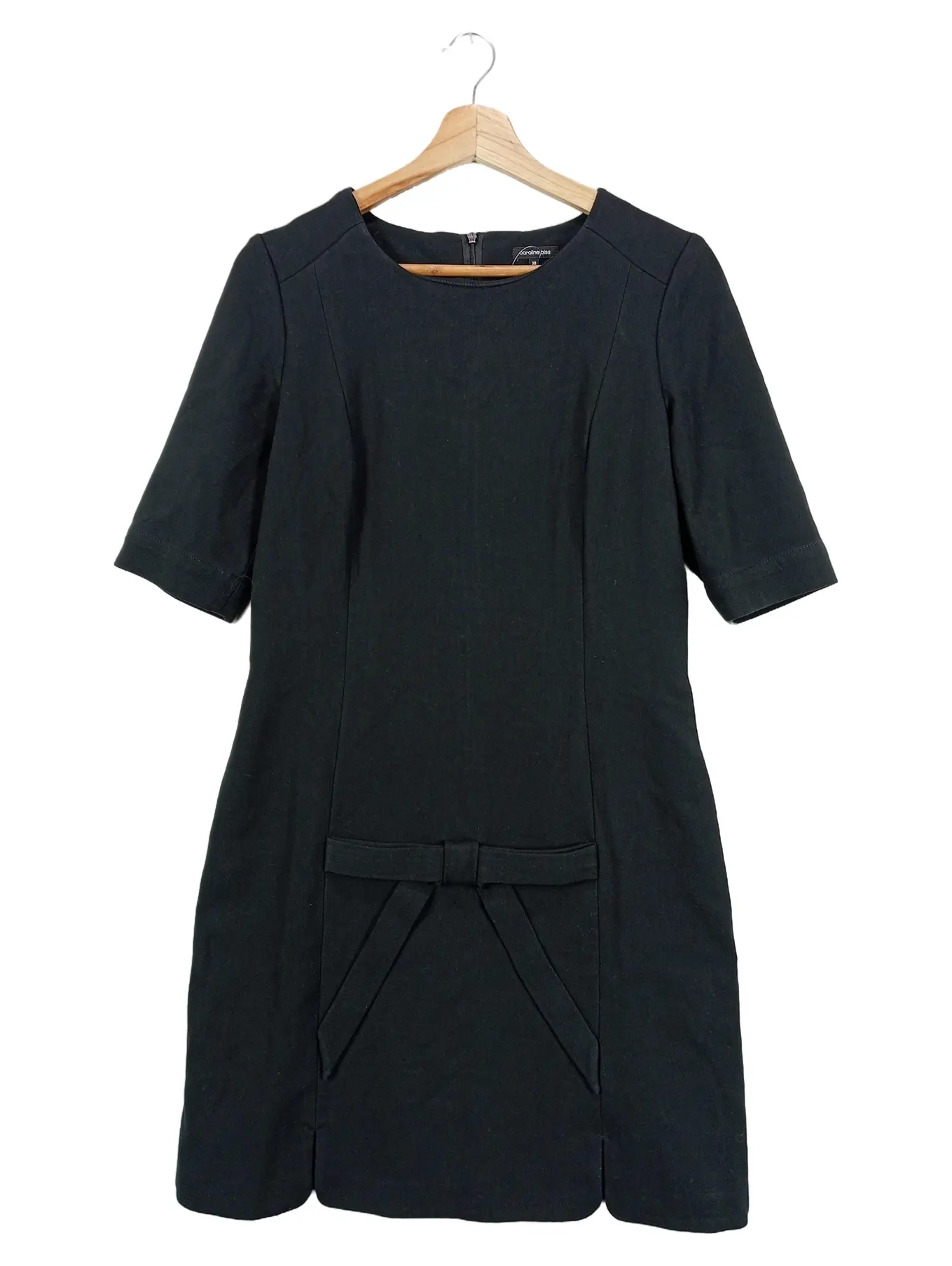 CAROLINE BISS Damen Etuikleid Gr. 38/M Schwarz Business Kleid mit Schleife