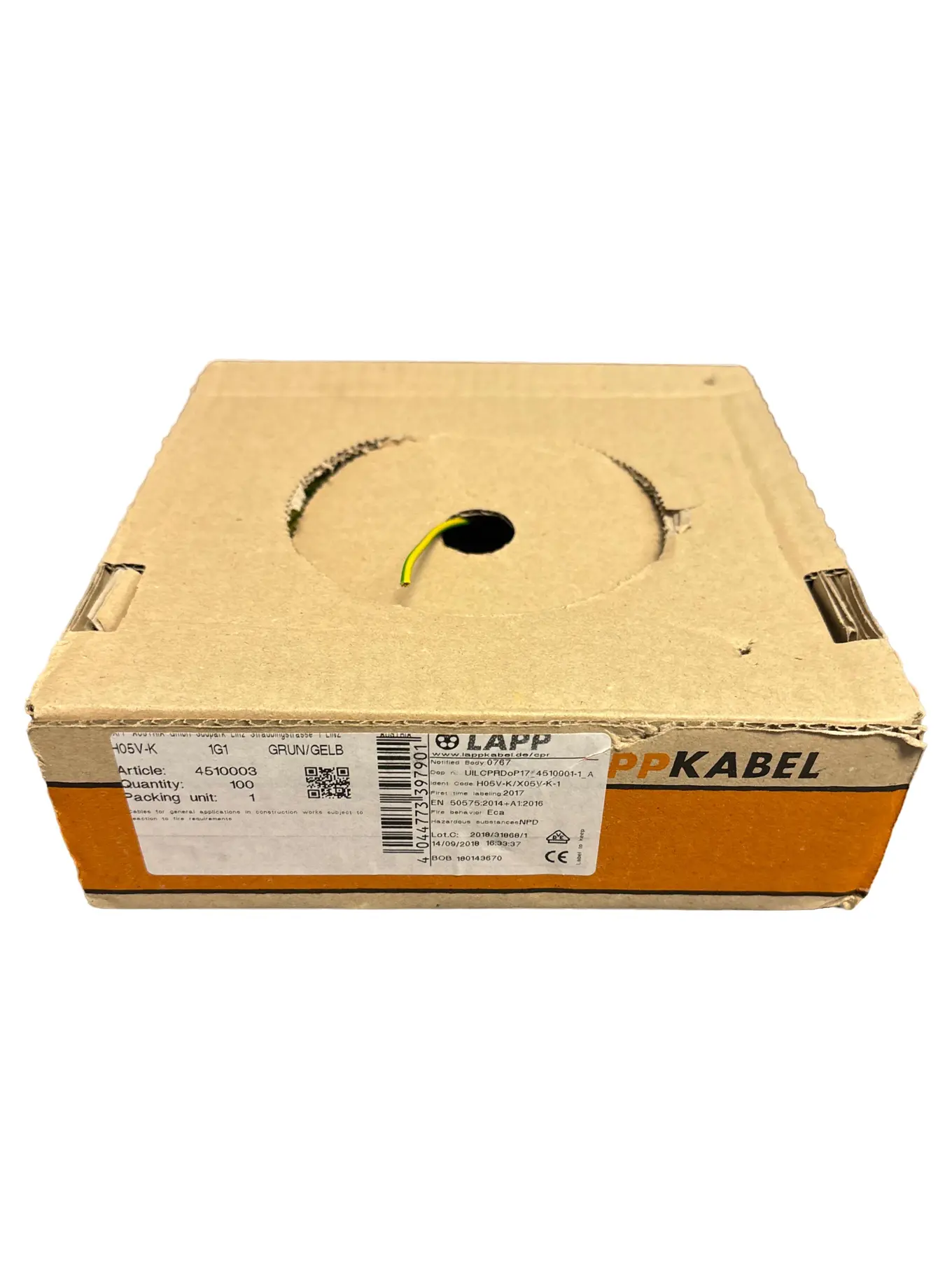 LAPP H05V-K 1G1 Netzkabel Einzelader Leitung Grün/Gelb 100m