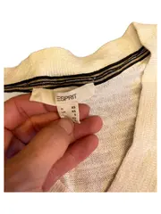 Vorschaubild 2 von Damen Pullover V-Ausschnitt Weiß Gr. XS Langarm Basic Strick