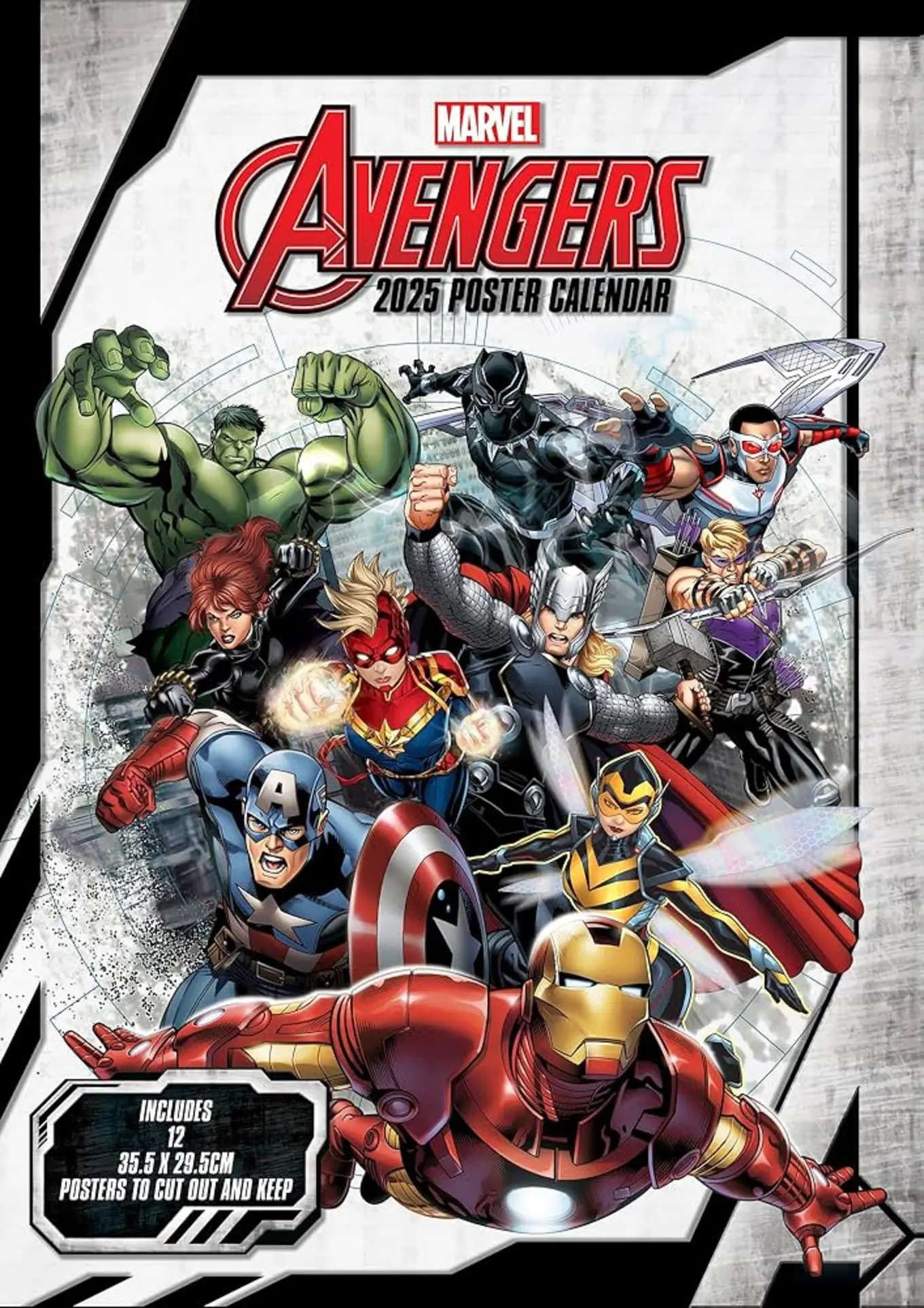 Marvel Avengers 2025 Wandkalender Poster Kalender 12 Motive Englisch