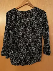 Vorschaubild 2 von Damen Bluse Gr. 36 Schwarz Weiß Gemustert Casual 3/4 Arm