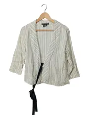 Vorschaubild 1 von Damen Blazer Gr. 40/L Beige Gestreift Wickel-Design Modern