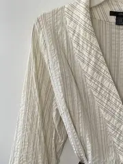 Vorschaubild 3 von Damen Blazer Gr. 40/L Beige Gestreift Wickel-Design Modern
