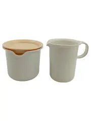 Vorschaubild 1 von Messbecher Set mit Deckel Weiß Kunststoff 500ml Vintage