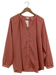 Vorschaubild 1 von Damen Hemdbluse Gr. 44/XXL Orange Casual Langarm