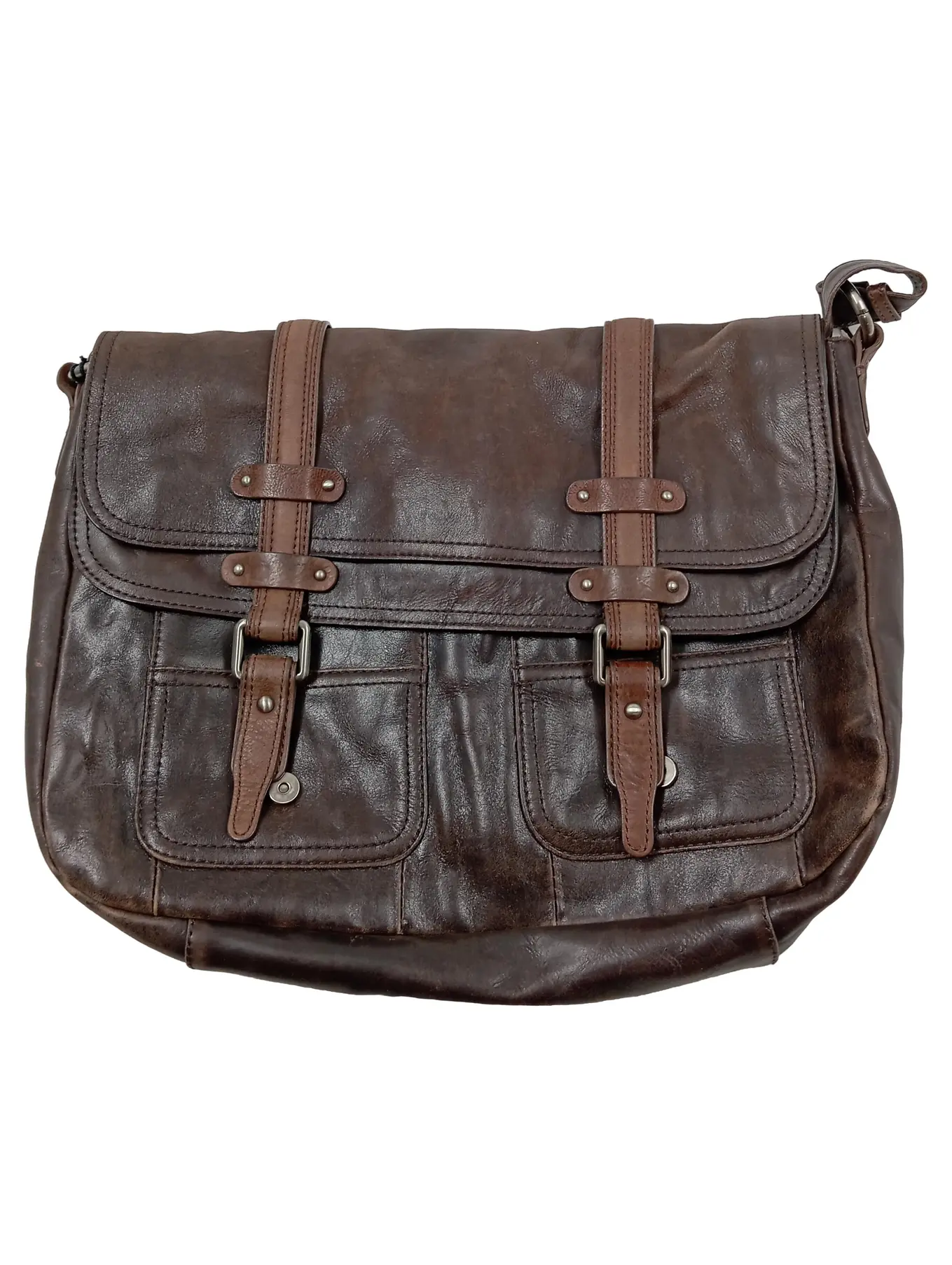 BORELLA Herren Umhängetasche Leder Braun Vintage Stil 36x31cm