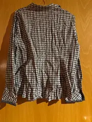 Vorschaubild 2 von Damen Hemdbluse Kariert Langarm Grau Gr. 42 XL Baumwolle