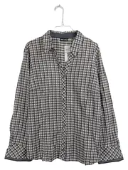 Vorschaubild 1 von Damen Hemdbluse Kariert Langarm Grau Gr. 42 XL Baumwolle
