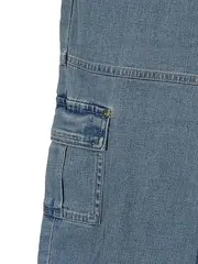 Vorschaubild 2 von Kinder Cargo Jeans Shorts Capri Hose Blau Gr. 164 Baumwolle