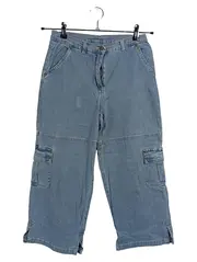 Vorschaubild 1 von Kinder Cargo Jeans Shorts Capri Hose Blau Gr. 164 Baumwolle
