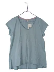 Vorschaubild 1 von Damen T-Shirt V-Ausschnitt Kurzarm Hellblau Gr. S