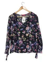 Vorschaubild 1 von Damen Hemdbluse Gr. 40 L Mehrfarbig Blumenmuster Casual Langarm Shirt