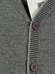 Vorschaubild 2 von Strickjacke Kinder Grau Gr. 116 Basic Baumwolle Rippstrick