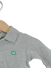 Vorschaubild 2 von Kinder Langarm Poloshirt Gr. 62 Grau Basic