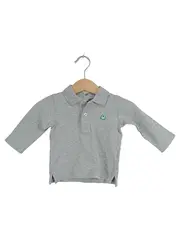 Vorschaubild 1 von Kinder Langarm Poloshirt Gr. 62 Grau Basic