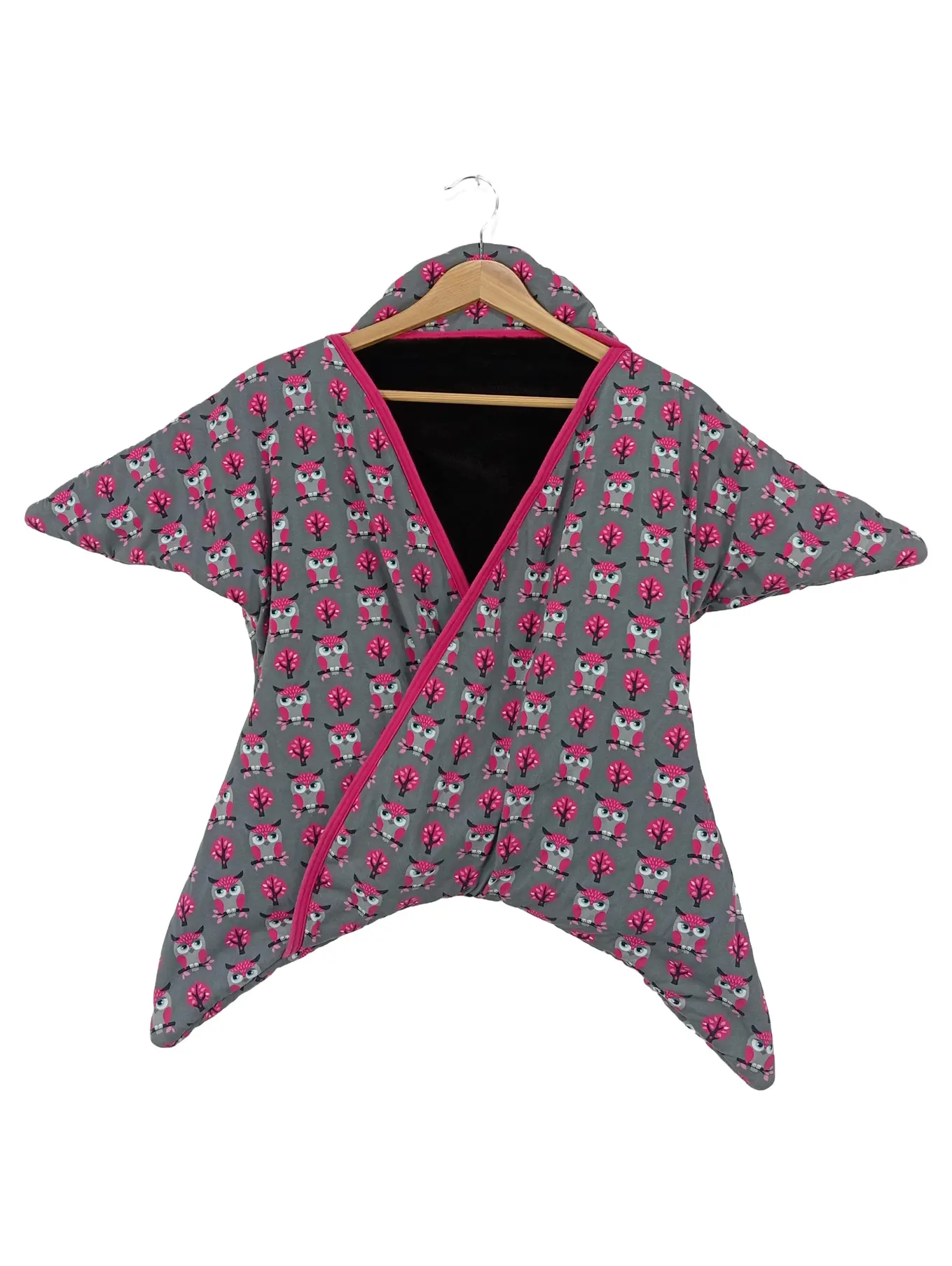 BABAUBA Babydecke Schlafsack Eule Grau Pink Baumwolle 80x85 cm