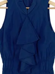Vorschaubild 2 von Damen Bluse ärmellos Rüschen Blau Gr. 36 Elegant