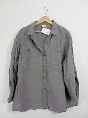 Vorschaubild 2 von Damen Hemdbluse Leinen Grau Gr. 42/XL Casual