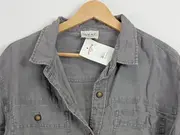 Vorschaubild 3 von Damen Hemdbluse Leinen Grau Gr. 42/XL Casual